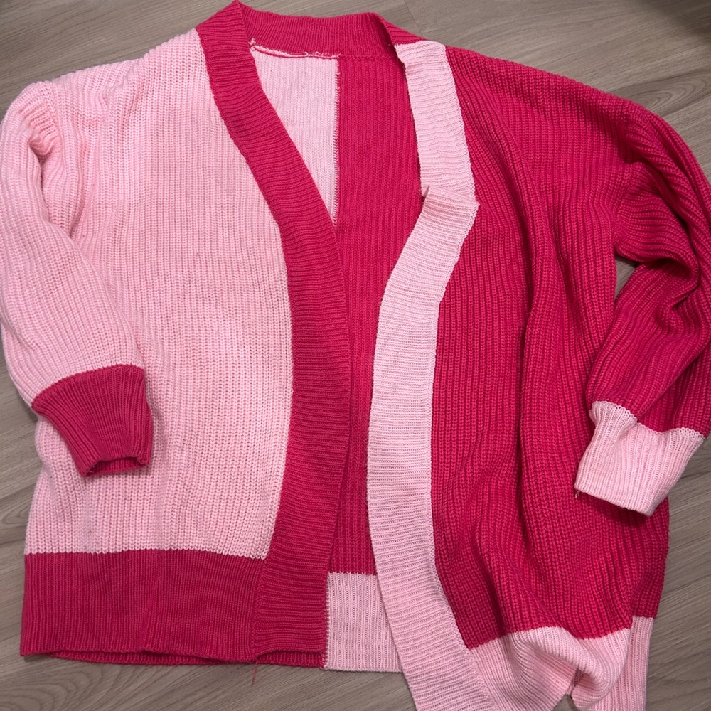 Pink and Red Women's Sweater